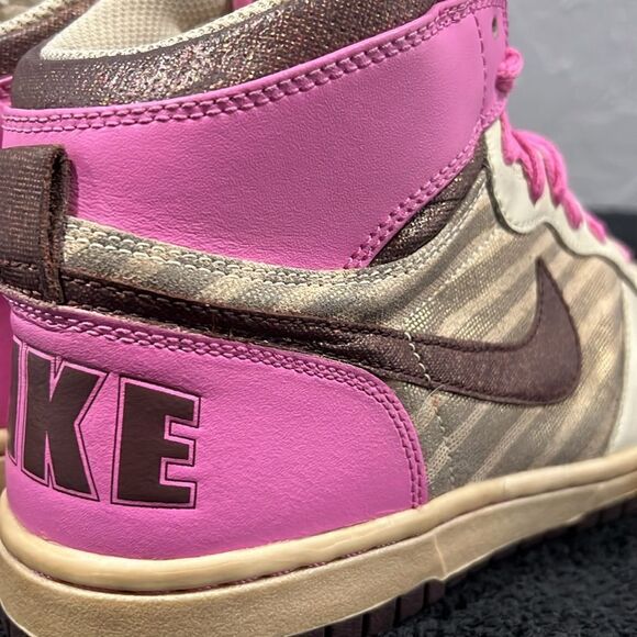 🔥🔥 NIKE Womens Dunk High Pink Gold Animal Print Retro Sneakers Sz 6.5 - GUC - Picture 6 of 13